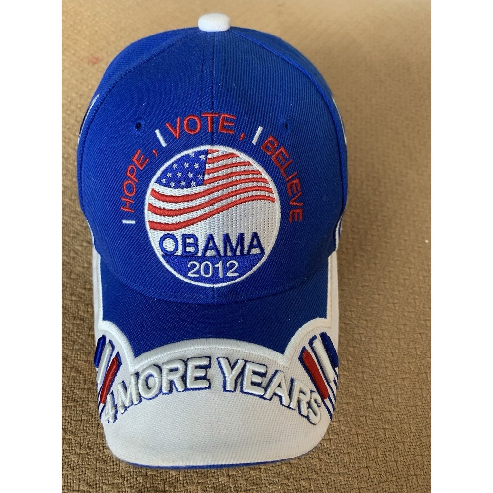 Obama 2012  4‎ More Years Blue Embroidered Hat Vintage Vote Hope Believe